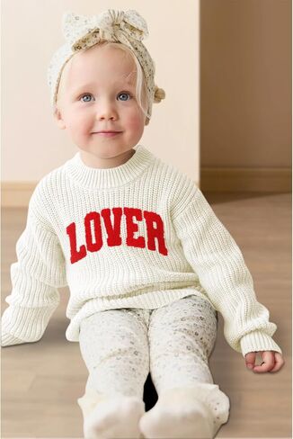Valentine's Day Sweater for Toddler Baby Girl Boy Lover Letter Embroidery Knit Pullover Tops Holiday Outfits Clothes in Kuwait
