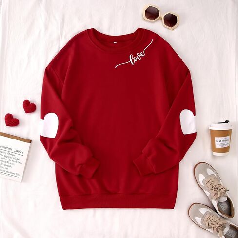 Ritatte Mommy و Me Valentine Day Wood Love Heart Graphic Family مطابقة للبلوزات الطاحونة الطويلة. in Saudi Arabia