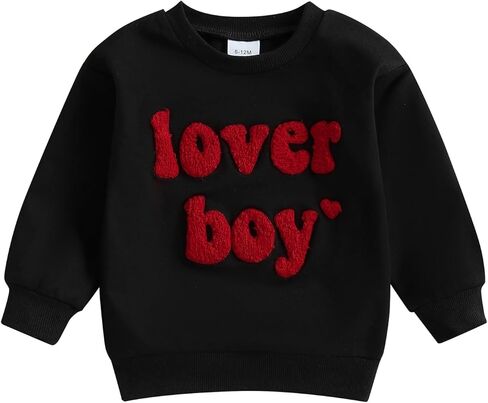 Lesimsam Toddler Baby Boy Girl Valentines Day Outfit Terbroidery Sweatshirt Crewneck Long Sleeve Pullover Top Top in Kuwait