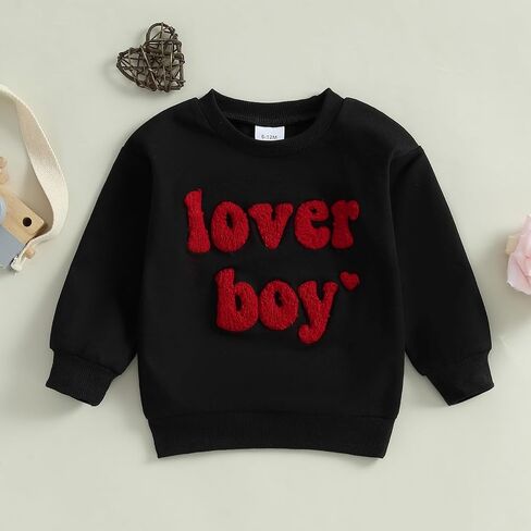 Lesimsam Toddler Baby Boy Girl Valentines Day Outfit Terbroidery Sweatshirt Crewneck Long Sleeve Pullover Top Top in Kuwait
