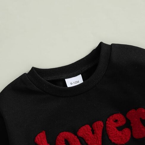 Lesimsam Toddler Baby Boy Girl Valentines Day Outfit Terbroidery Sweatshirt Crewneck Long Sleeve Pullover Top Top in Kuwait
