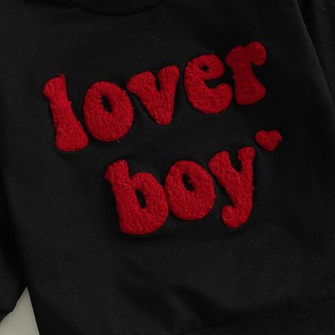 Lesimsam Toddler Baby Boy Girl Valentines Day Outfit Terbroidery Sweatshirt Crewneck Long Sleeve Pullover Top Top in Kuwait