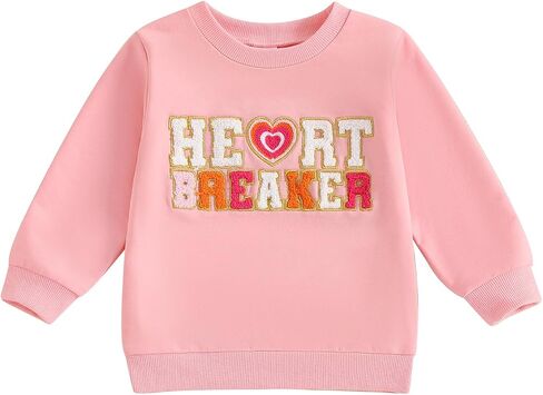 Lesimsam Toddler Baby Boy Girl Valentines Day Outfit Terbroidery Sweatshirt Crewneck Long Sleeve Pullover Top Top in Kuwait