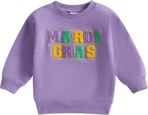Toddler Baby Girl Boy Mardi Gras Outfit Letter Sweatshirt Long Sleeve T-Shirt Tops Fall Clothes in Kuwait