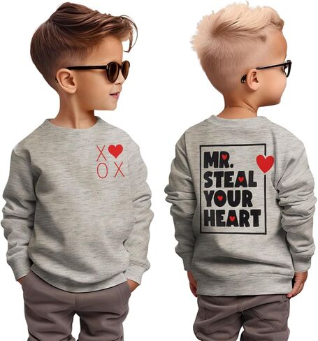 Toddler Baby Boy Valentines Day Sweatshirt Mr Steal Your Heart Long Sleeve Shirt XOXO Crewneck Pullover Top Outfit in Saudi Arabia