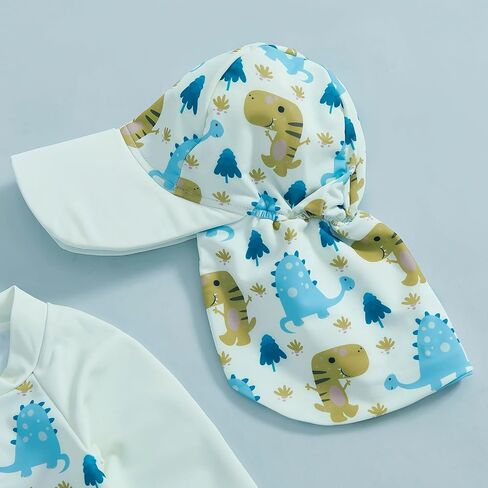 Toddler Baby Boy Swimsuit Long Sleeve Zipper One Piece Bathing Suit Rash Guard Sun Protection Swimwear with Hat in Kuwait