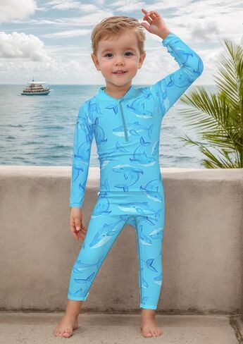 weVSwe Baby Toddler UPF 50+ Sun Protection Rash Guard Long Sleeve Swimsuit with Crotch Zipper in Saudi Arabia