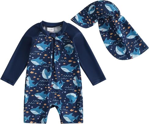 Hnyenmcko Baby/Toddler Boy Rash Guard Swimsuit Long Sleeve One Piece Zipper Swimwear Sunsuit Infant Bathing Suit Beachwear in Saudi Arabia