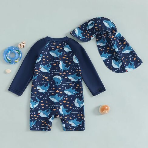 Hnyenmcko Baby/Toddler Boy Rash Guard Swimsuit Long Sleeve One Piece Zipper Swimwear Sunsuit Infant Bathing Suit Beachwear in Saudi Arabia