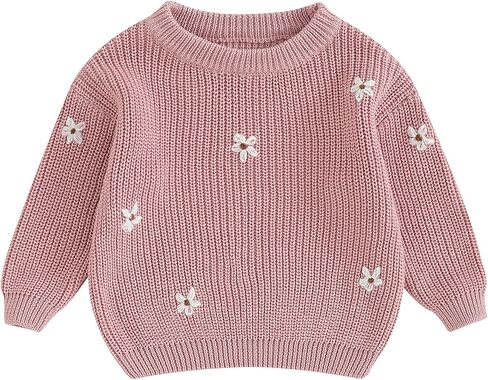 Mubineo Baby Girl Winter Clothes Cute Flower Sweater Crewneck Pullover Long Sleeve Knit Newborn Infant Sweaters in Saudi Arabia