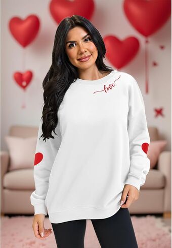 Ritatte Mommy و Me Valentine Day Wood Love Heart Graphic Family مطابقة للبلوزات الطاحونة الطويلة. in Saudi Arabia