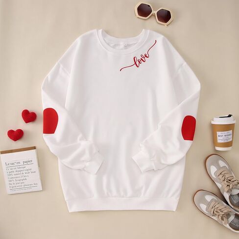 Ritatte Mommy و Me Valentine Day Wood Love Heart Graphic Family مطابقة للبلوزات الطاحونة الطويلة. in Saudi Arabia