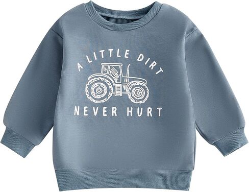 Toddler Baby Boy Crewneck Sweatshirt Tractor Letter Long Sleeve Pullover Tops Fall Winter Outfits Casual Clothes in Saudi Arabia