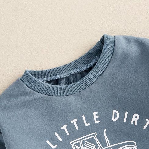 Toddler Baby Boy Crewneck Sweatshirt Tractor Letter Long Sleeve Pullover Tops Fall Winter Outfits Casual Clothes in Saudi Arabia