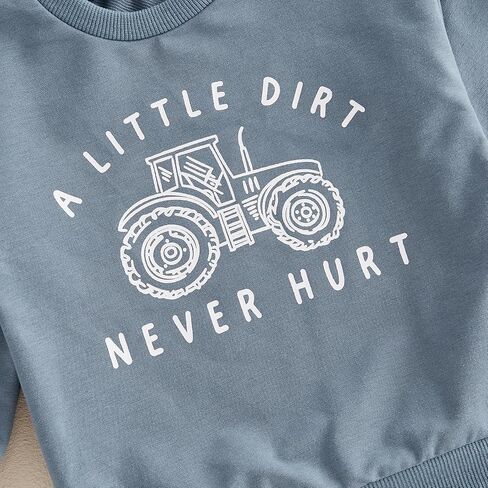 Toddler Baby Boy Crewneck Sweatshirt Tractor Letter Long Sleeve Pullover Tops Fall Winter Outfits Casual Clothes in Saudi Arabia