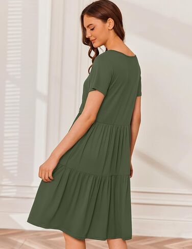 Ekouaer Nursing Dress Summer Short Sleeve Breastfeeding Casual Knee Length Maternity Dresses S-XXL in Saudi Arabia