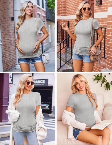 قمصان Ekouaer Womens الأمومة بأكمام قصيرة 3 حزم طاقم الحمل قمم TEE in Saudi Arabia