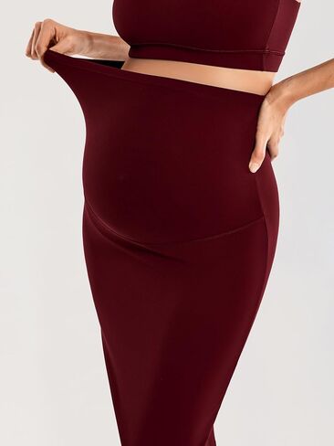 MOMANDA Women' s Maternity Skirt High Waist Midi Pencil Skirt with Slit Stretchy Pregnancy Casual in Saudi Arabia