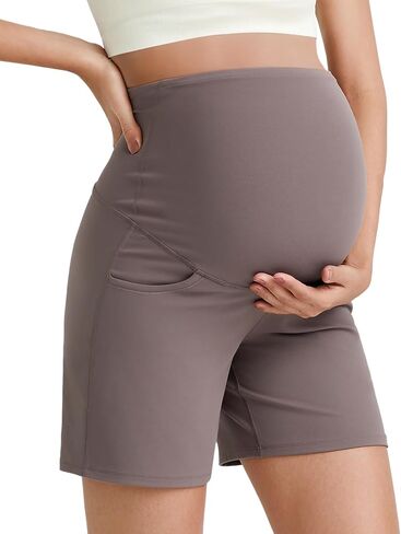 G4Free BareFeel Maternity Athletic Shorts with Pockets Over The Belly Workout Pants Comfy Summer Pregnancy Clothes in Saudi Arabia