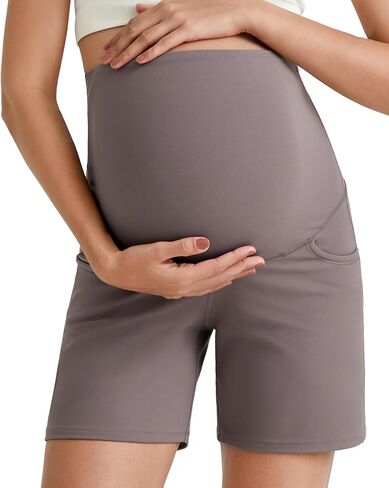 G4Free BareFeel Maternity Athletic Shorts with Pockets Over The Belly Workout Pants Comfy Summer Pregnancy Clothes in Saudi Arabia