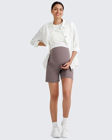 G4Free BareFeel Maternity Athletic Shorts with Pockets Over The Belly Workout Pants Comfy Summer Pregnancy Clothes in Saudi Arabia