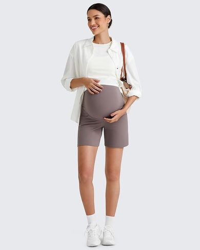 G4Free BareFeel Maternity Athletic Shorts with Pockets Over The Belly Workout Pants Comfy Summer Pregnancy Clothes in Saudi Arabia