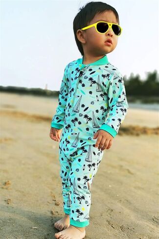 weVSwe Baby Toddler UPF 50+ Sun Protection Rash Guard Long Sleeve Swimsuit with Crotch Zipper in Saudi Arabia