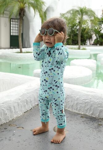 weVSwe Baby Toddler UPF 50+ Sun Protection Rash Guard Long Sleeve Swimsuit with Crotch Zipper in Saudi Arabia