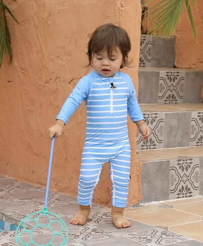 weVSwe Baby Toddler UPF 50+ Sun Protection Rash Guard Long Sleeve Swimsuit with Crotch Zipper in Saudi Arabia
