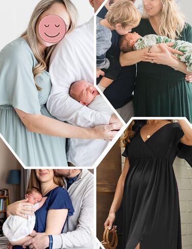 Ekouaer Labor and Delivery Gown for Hospital Maternity Nursing Dress Nightgown Short Sleeve Pajamas for Breastfeeding in Saudi Arabia