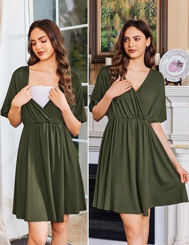 Ekouaer Labor and Delivery Gown for Hospital Maternity Nursing Dress Nightgown Short Sleeve Pajamas for Breastfeeding in Saudi Arabia