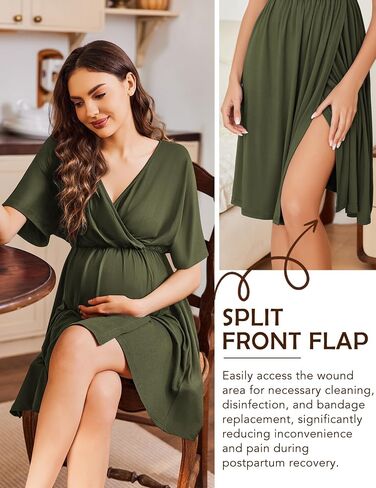 Ekouaer Labor and Delivery Gown for Hospital Maternity Nursing Dress Nightgown Short Sleeve Pajamas for Breastfeeding in Saudi Arabia