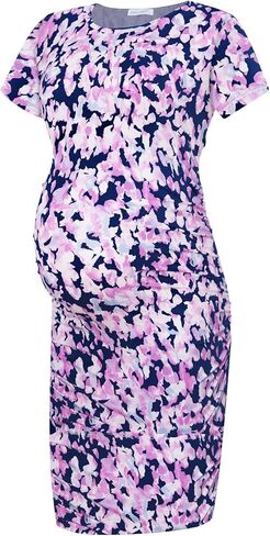 Smallshow Women's Short Sleeve Maternity Dress Ruched Pregnancy Clothes in Kuwait