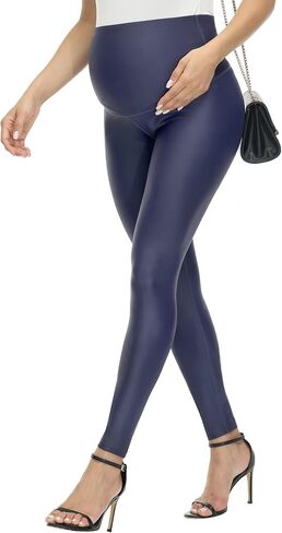 HOFISH Faux Leather Maternity Leggings for Women Over The Belly High Waist Pregnancy Yoga Workout Pants in Saudi Arabia