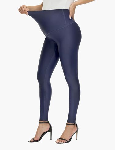 HOFISH Faux Leather Maternity Leggings for Women Over The Belly High Waist Pregnancy Yoga Workout Pants in Saudi Arabia