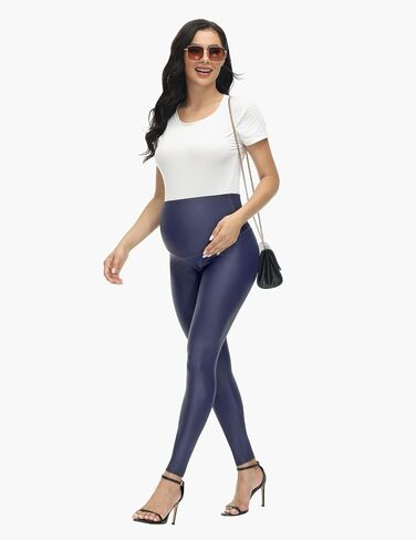 HOFISH Faux Leather Maternity Leggings for Women Over The Belly High Waist Pregnancy Yoga Workout Pants in Saudi Arabia