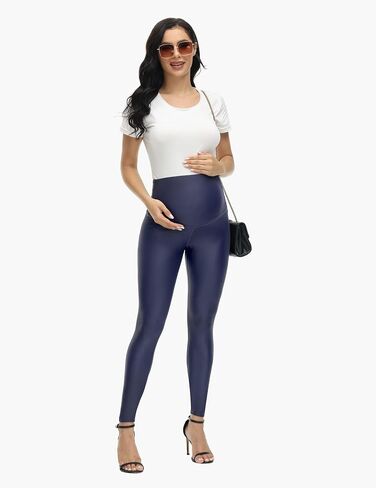 HOFISH Faux Leather Maternity Leggings for Women Over The Belly High Waist Pregnancy Yoga Workout Pants in Saudi Arabia