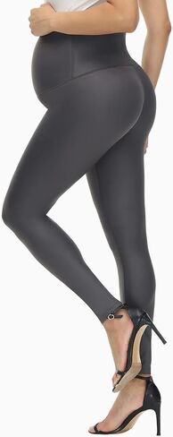 HOFISH Faux Leather Maternity Leggings for Women Over The Belly High Waist Pregnancy Yoga Workout Pants in Saudi Arabia