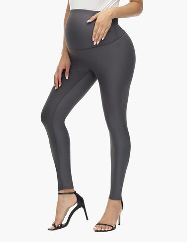 HOFISH Faux Leather Maternity Leggings for Women Over The Belly High Waist Pregnancy Yoga Workout Pants in Saudi Arabia