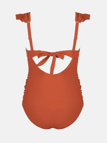 CUPSHE Maternity One Piece Swimsuit V Neck Women's Bathing Suit Ruffle Ruched Back Cutout Wide Straps Pregnancy in Saudi Arabia