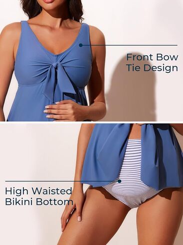 Summer Mae Bowknot Maternity Tankini Two Piece Pregnancy Swimsuits Flowy Bathing Suit with Shorts in Saudi Arabia