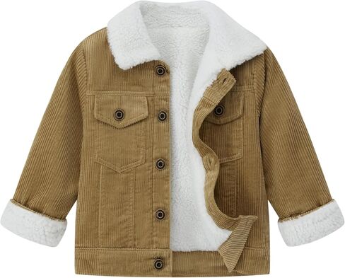 Toddler Boy Winter Thick Corduroy Coat Baby Boys Sherpa Lined Jacket Outwear in Saudi Arabia