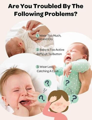 Momcozy Boy Girl Baby Pajamas Onesie, 0-24 M Temp-Sensing 2-Way Zipper Cotton & Viscose Derived from Bamboo Newborn Sleepers in Kuwait