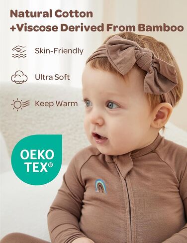 Momcozy Boy Girl Baby Pajamas Onesie, 0-24 M Temp-Sensing 2-Way Zipper Cotton & Viscose Derived from Bamboo Newborn Sleepers in Kuwait