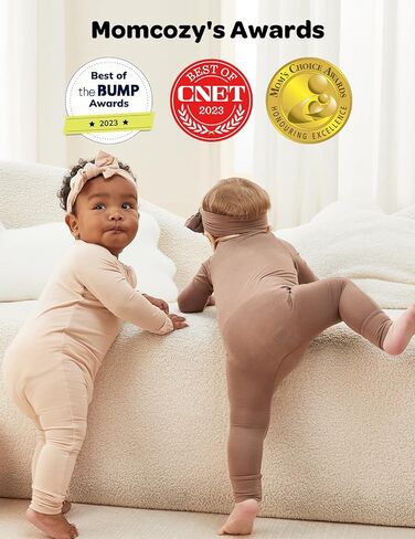 Momcozy Boy Girl Baby Pajamas Onesie, 0-24 M Temp-Sensing 2-Way Zipper Cotton & Viscose Derived from Bamboo Newborn Sleepers in Kuwait