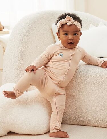 Momcozy Boy Girl Baby Pajamas Onesie, 0-24 M Temp-Sensing 2-Way Zipper Cotton & Viscose Derived from Bamboo Newborn Sleepers in Kuwait