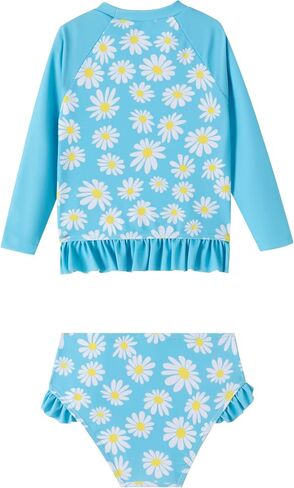 Lizens Girls من قطعتين من ملابس السباحة Tankini Long Sleeve Shulk Trim Swimsuit 2-12years for Kids Daisy Pattern in Saudi Arabia