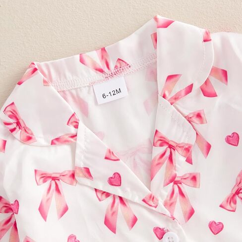 Kuriozud Toddler Girl Pajamas Valentines Day Baby Silk Satin Nightgown Little Kids Girls Pjs Button Down 2 Piece Pajamas Set in Saudi Arabia