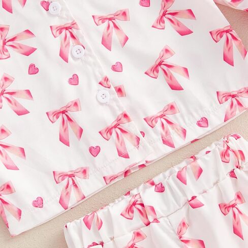 Kuriozud Toddler Girl Pajamas Valentines Day Baby Silk Satin Nightgown Little Kids Girls Pjs Button Down 2 Piece Pajamas Set in Saudi Arabia