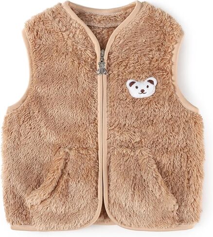 Baby Boys Girls Fleece Vest Zip Up Cute Bear Jackets Fuzzy Fall Winter Warm Clothes Newborn Outwear for Toddler Infant in Kuwait